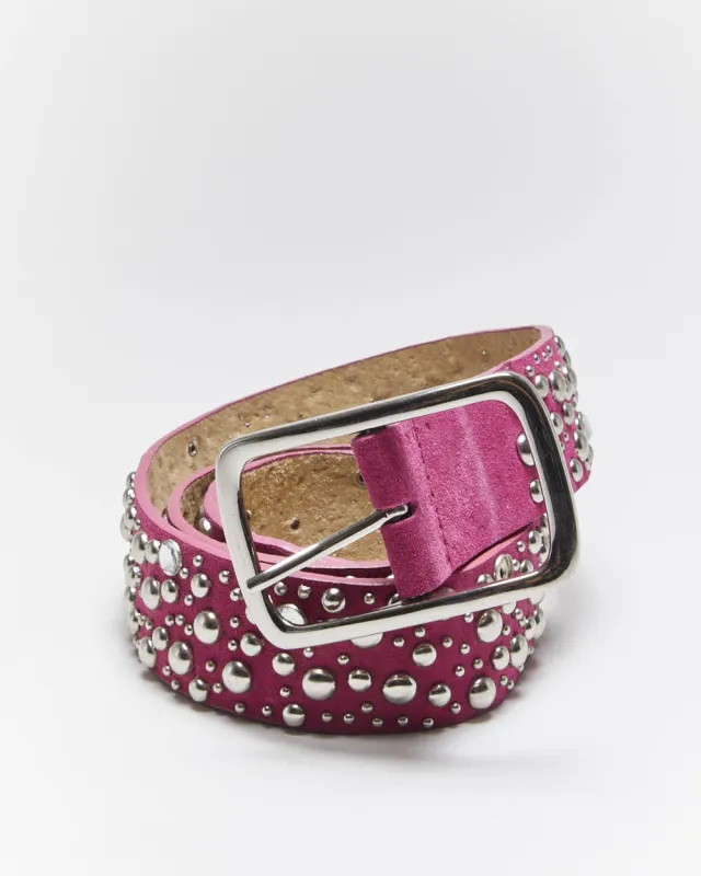 Vintage Y2k 00s Pink Leather Studded Belt - W32-36 sold by Rokit