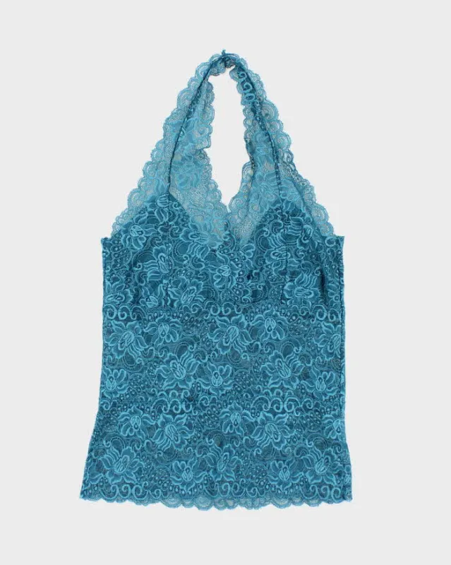 Vintage Y2k 00s Lace Halter Neck Top -S sold by Rokit