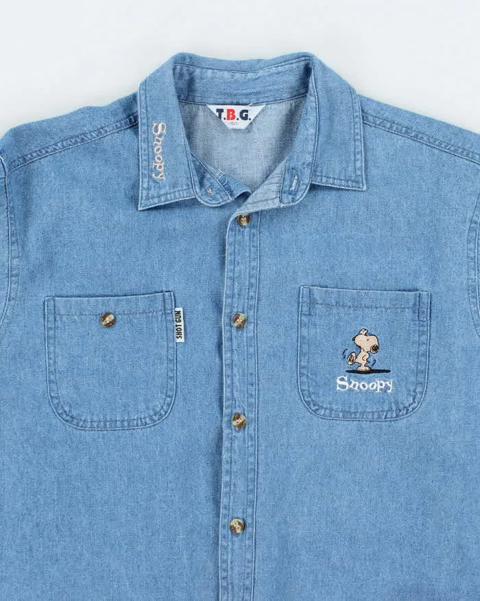 Vintage 90's Snoopy Embroidered Medium Wash Denim Shirt - S sold by Rokit product image thumbnail 3