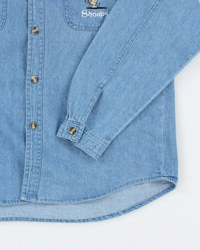 Vintage 90's Snoopy Embroidered Medium Wash Denim Shirt - S sold by Rokit product image thumbnail 4