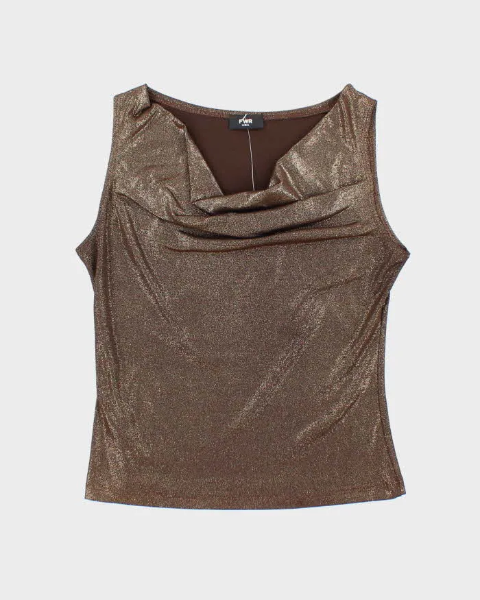 Vintage Y2k 00s FWR Cowl Neck Shimmery Top - S sold by Rokit