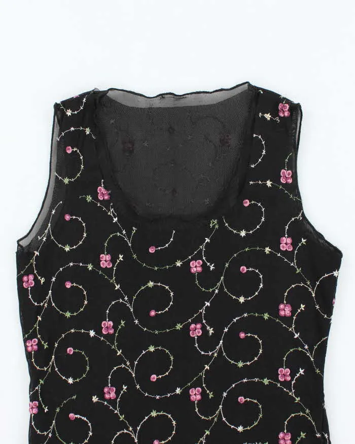 Vintage 90s Embroidered Double Mesh Top - M sold by Rokit product image thumbnail 3