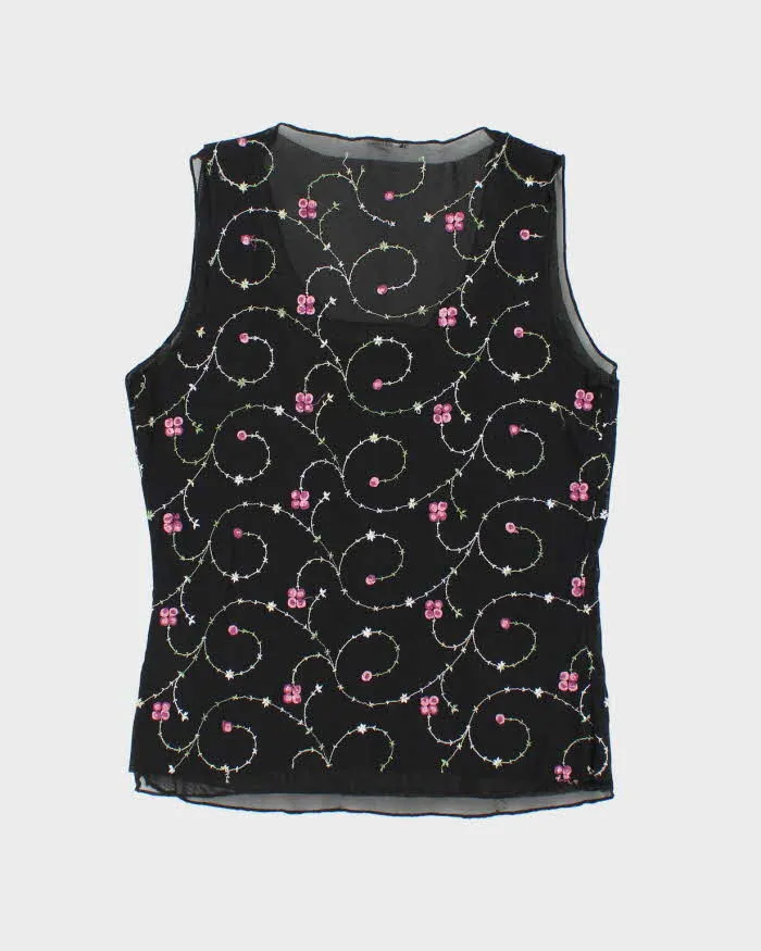 Vintage 90s Embroidered Double Mesh Top - M sold by Rokit product image thumbnail 2
