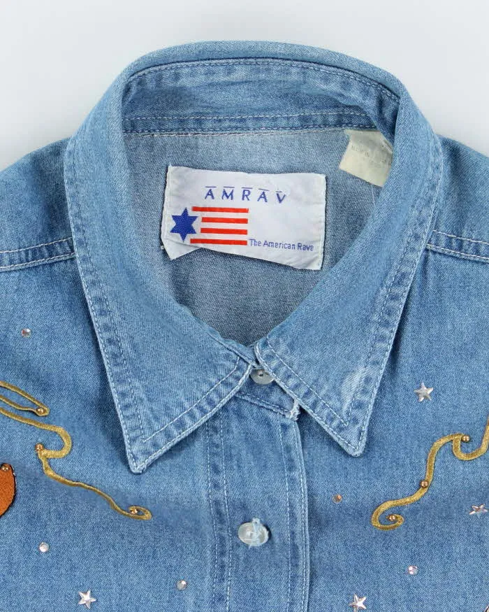 Vintage Amrav Western Embroidered Denim Long Sleeve Shirt - L sold by Rokit product image thumbnail 5