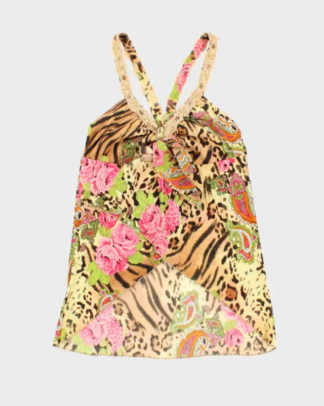 Vintage Y2k 00s Sequin Leopard Print Floral Cami - S sold by Rokit