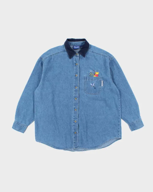 Vintage 90's Disney Winnie the Pooh Embroidered Denim Shirt - L sold by Rokit