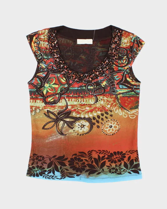 Vintage Y2k 00s Oui Beaded Double Mesh Blouse - M sold by Rokit