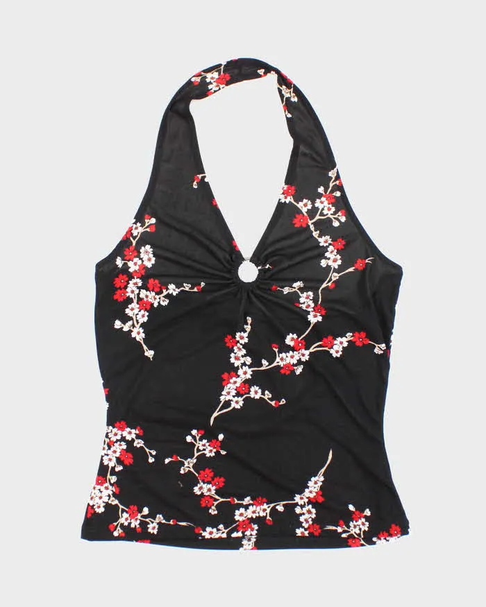 Vintage Y2k 00s O Ring Halter Neck Floral Top - M sold by Rokit