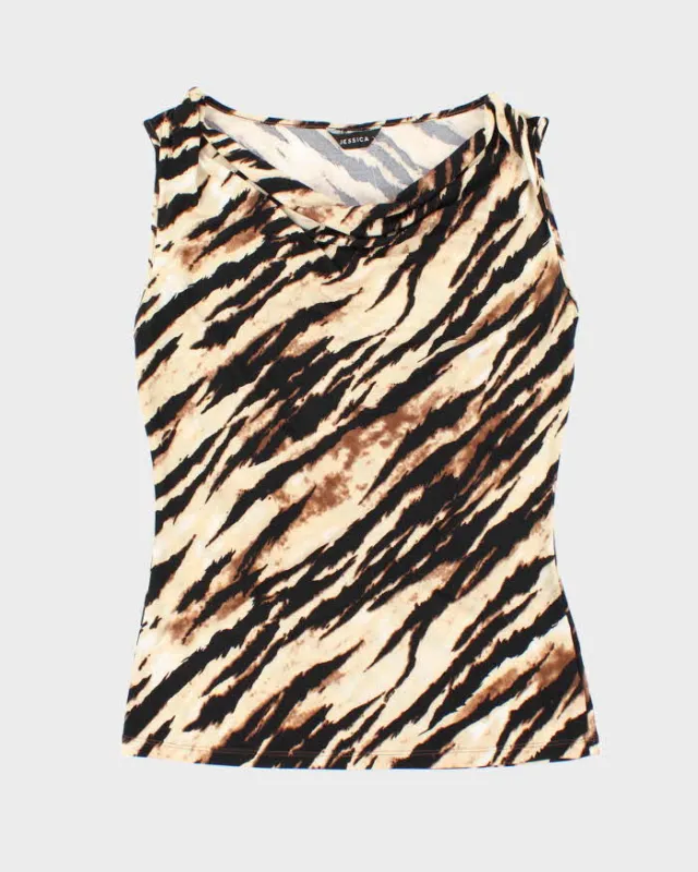 Vintage Y2k 00s Jessica Animal Print Cowl Neck Top - M sold by Rokit