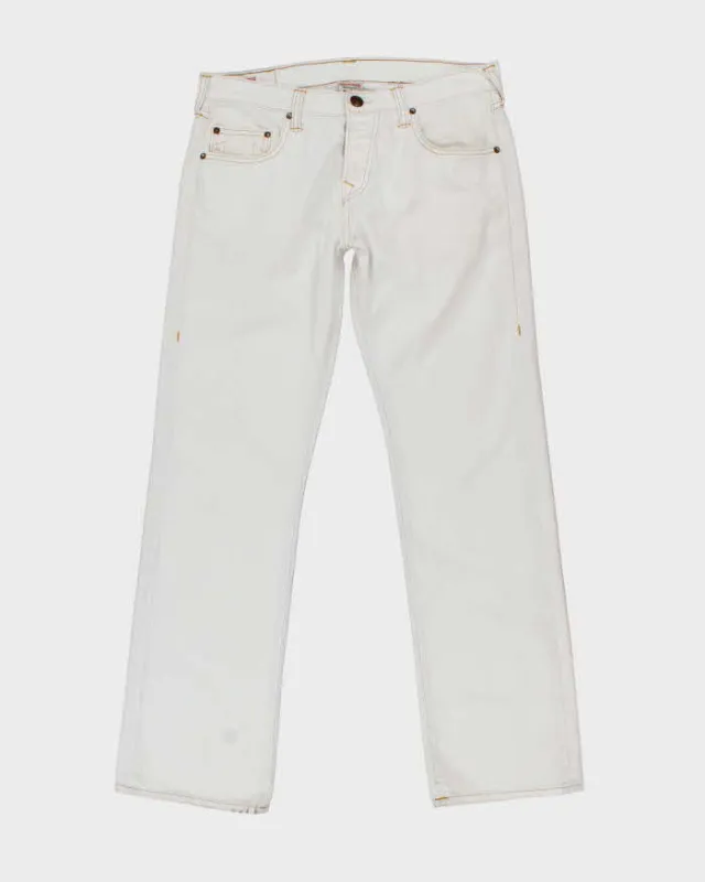 Vintage Y2K True Religion White Wash Flared Jeans - W32 L32 sold by Rokit