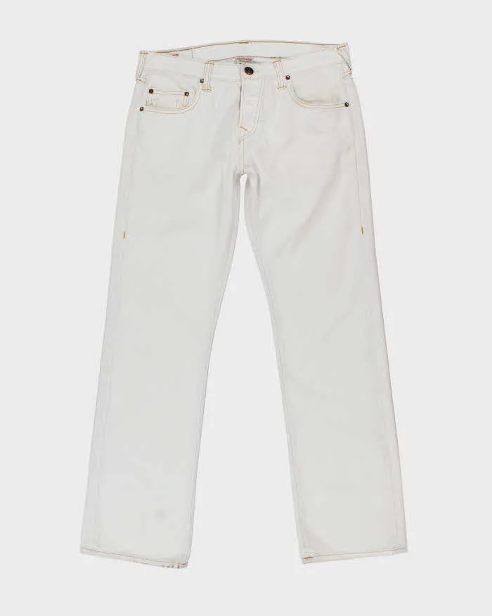 Vintage Y2K True Religion White Wash Flared Jeans - W32 L32 sold by Rokit