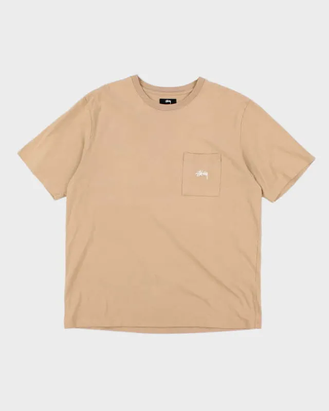 Vintage Stussy Embroidered Logo Heavyweight Pocket T-Shirt - XL sold by Rokit