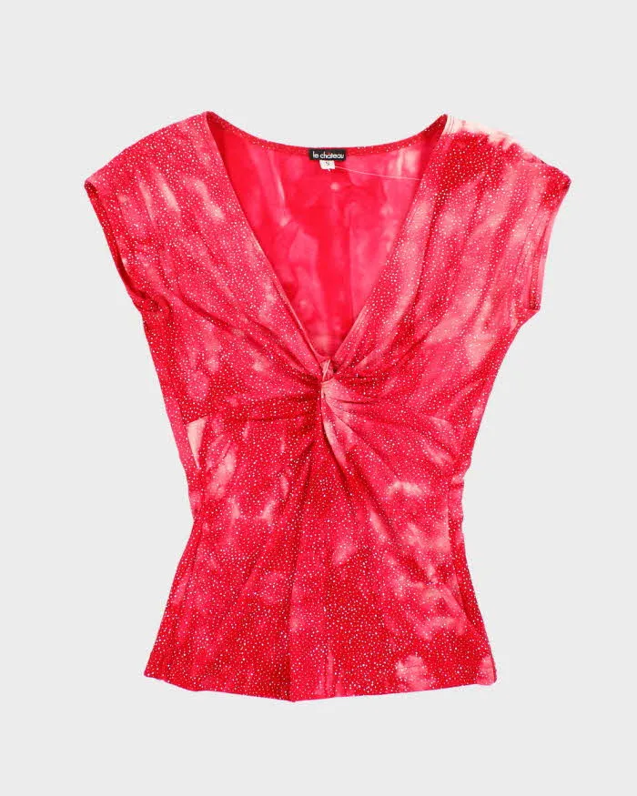 Vintage Y2k 00s Le Chateau Sparkly Twist Top - S sold by Rokit