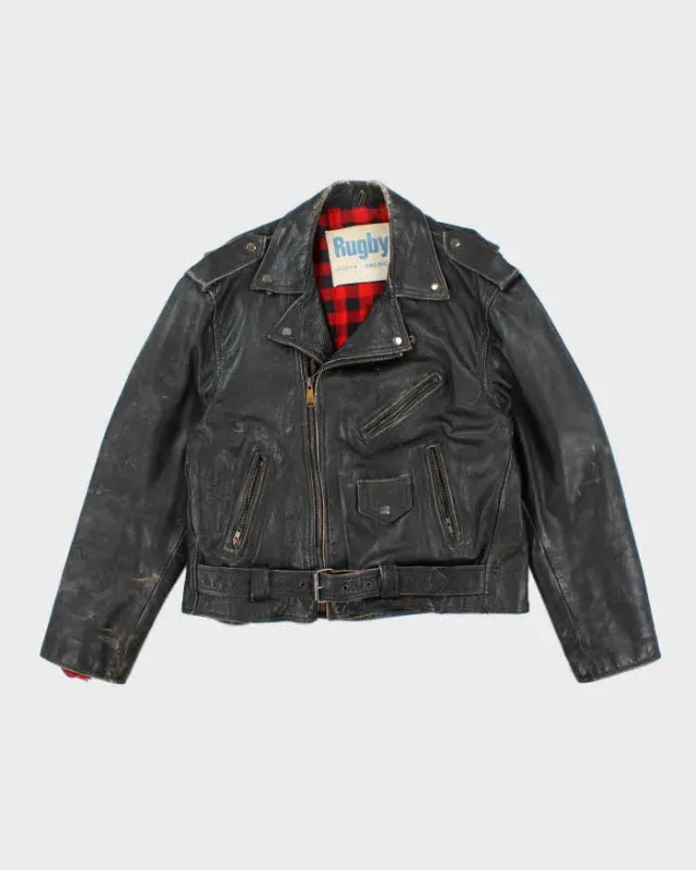 Vintage 90's Rugby Heavyweight Biker Leather Jacket - XL sold by Rokit