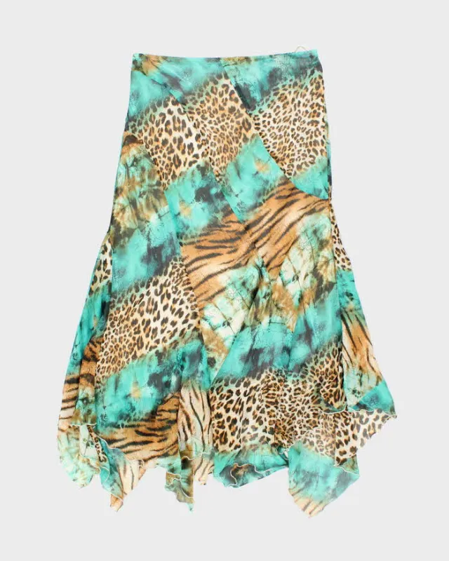Vintage Y2k 00s Joseph Ribkoff Animal Print Handkerchief Hem Skirt - S sold by Rokit
