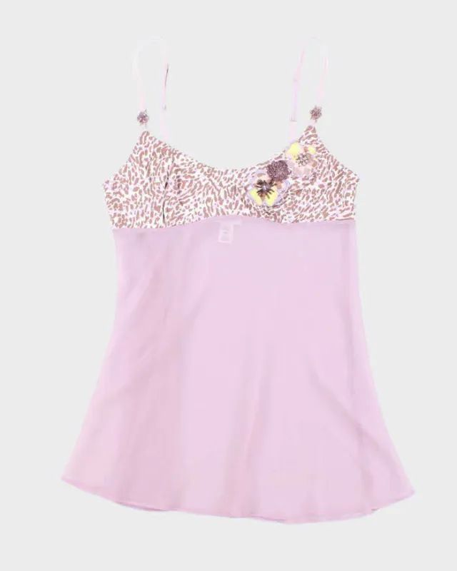 Vintage Y2k 00s La Senza Embroidered Mesh Cami - M sold by Rokit