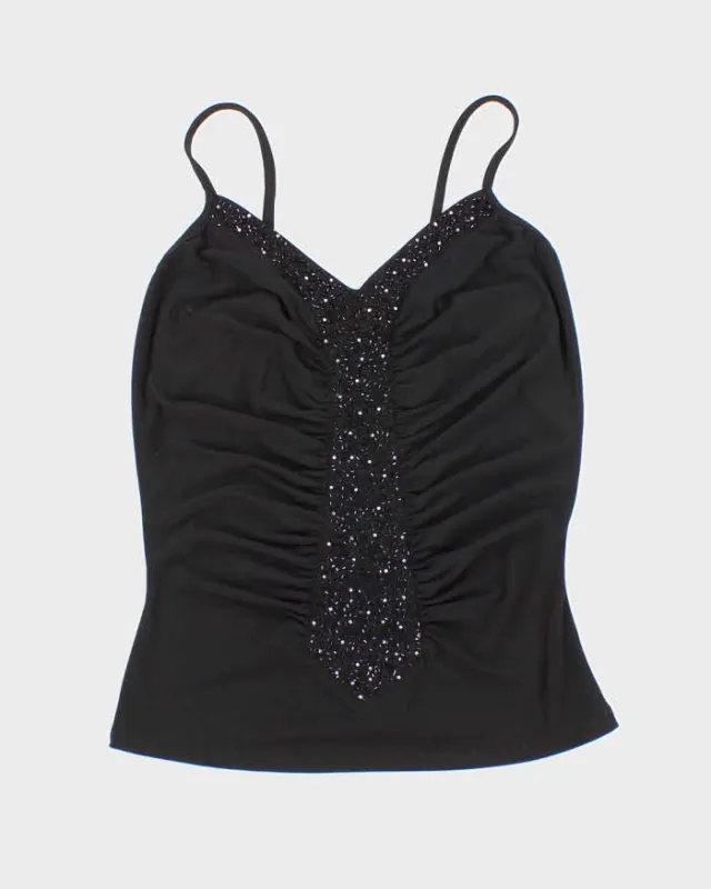 Vintage Y2k 00s Velda Ruched Beaded Cami - S sold by Rokit