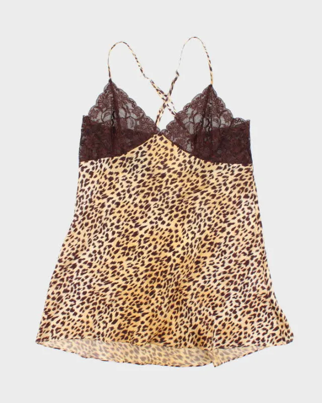 Vintage Y2k 00s La Senza Silk Leopard Print Slip Dress - L sold by Rokit