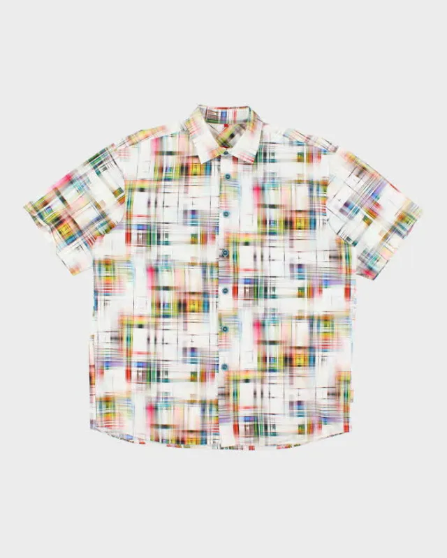 Vintage Y2K Signum Faded Madras Patterned Short Sleeve Shirt - L sold by Rokit