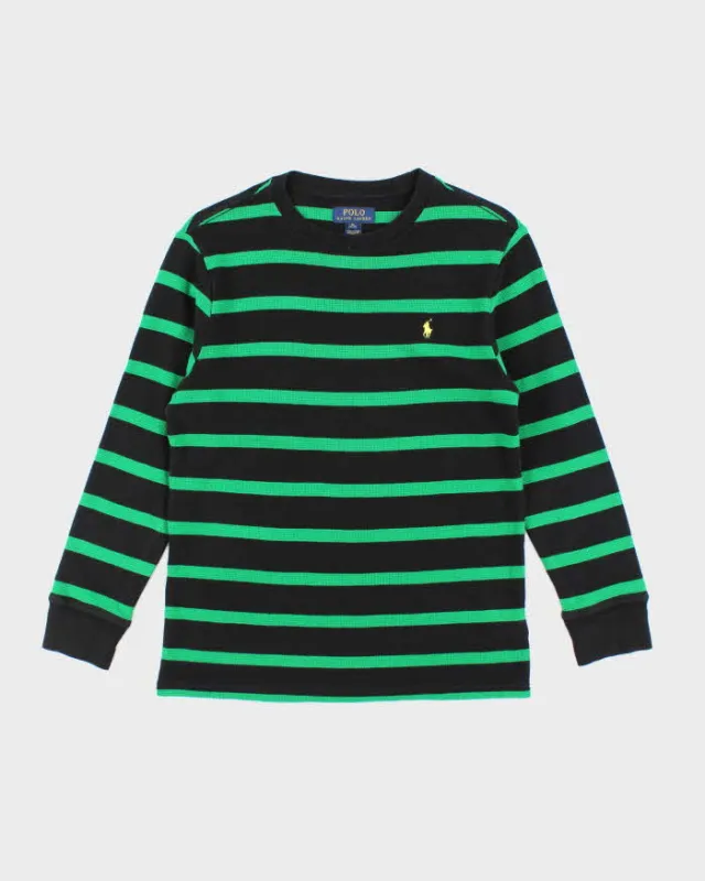 Vintage 2000's Ralph Lauren Waffle Striped Long Sleeve T-Shirt - XL sold by Rokit