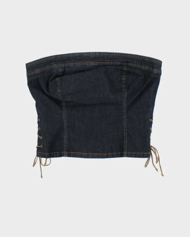 Vintage Y2k 00s Smartset Denim Lace Up Top - S sold by Rokit