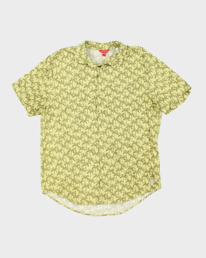 Vintage Y2K Guess Palm Printed Lightweight Hawaiian Shirt - L sold by Rokit