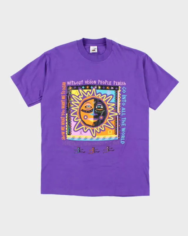 Vintage 90's Single Stitch Sun Graphic T-Shirt - L sold by Rokit