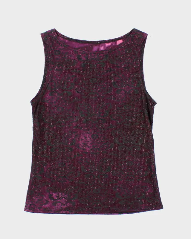 Vintage 90s Glittery Pattern Top - S sold by Rokit