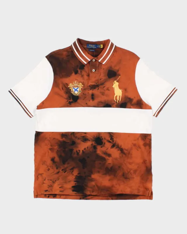 Vintage Y2K Ralph Lauren Bleach Dye Big Horse Polo Shirt - L made by Ralph Lauren