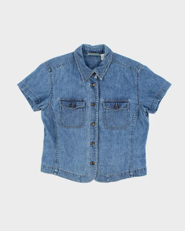 Vintage Y2K Liz Claiborne Medium Wash Short Sleeve Denim Shirt - M sold by Rokit