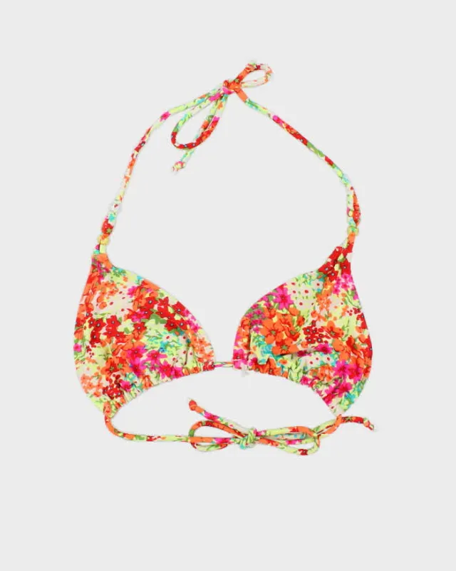 Vintage Y2k 00s Floral Bead Bikini Top - M sold by Rokit