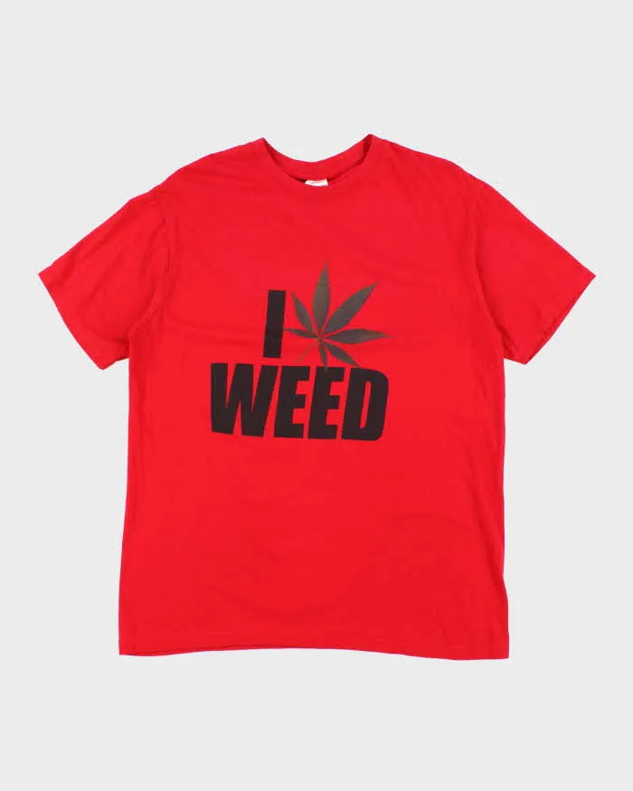 Vintage Y2K I Heart Weed Graphic T-Shirt - L sold by Rokit
