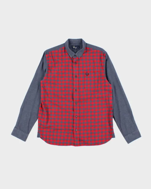 Vintage 2000's Fred Perry Patterned Long Sleeve Shirt - M made by Fred Perry