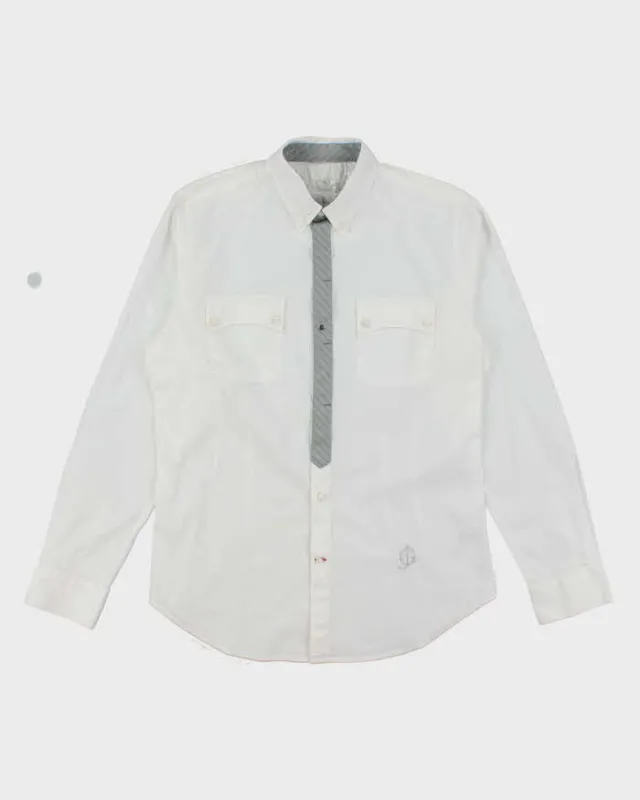 Vintage Y2K Guess Gothic Style Embroidered White Long Sleeve Shirt - L sold by Rokit