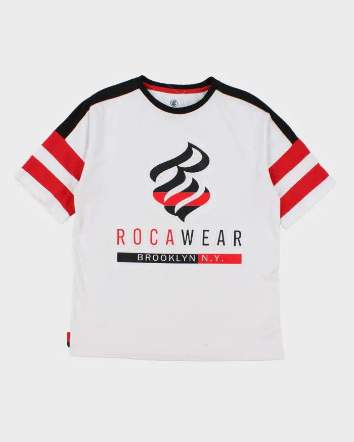 Vintage Y2K Rocawear Embossed Logo Graphic T-Shirt - S sold by Rokit