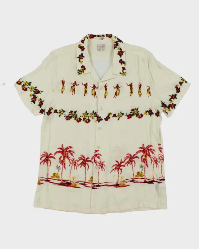 Vintage Y2K Guess Hula Girl Printed Hawaiian Shirt - L sold by Rokit