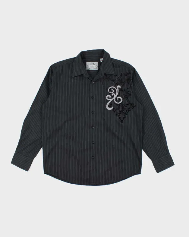 Vintage Y2K Bruno New York Embroidered Long Sleeve Striped Shirt - L sold by Rokit
