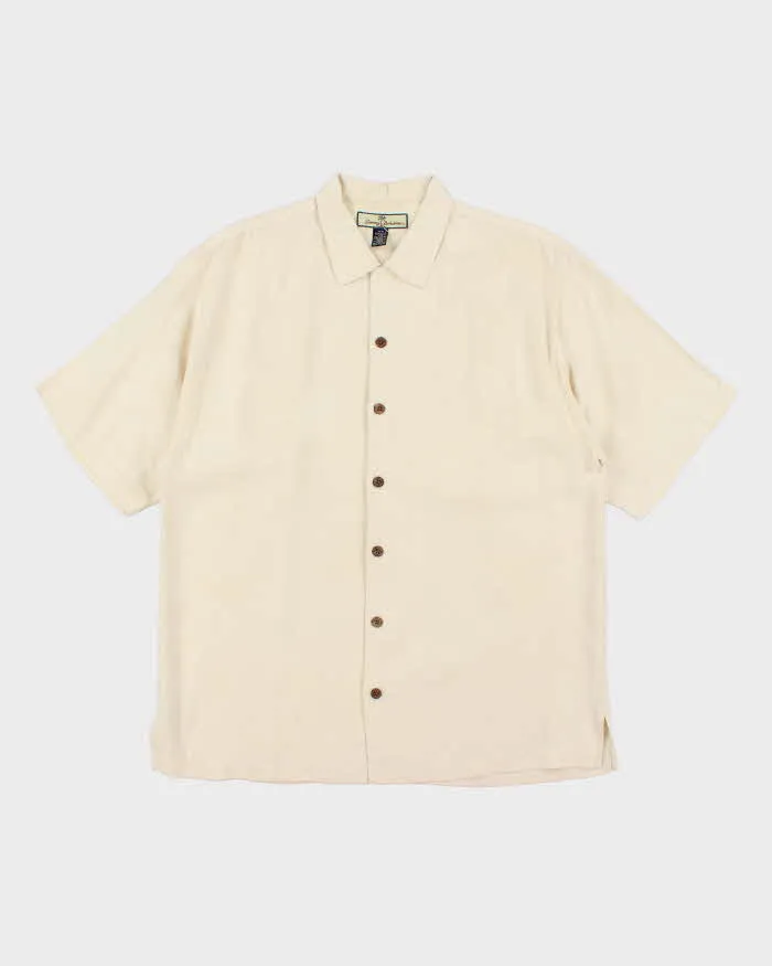 Vintage Tommy Bahama Embossed Patterned Silk Hawaiian Shirt - M sold by Rokit