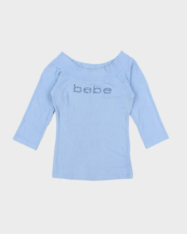 Vintage Y2k 00s Bebe Rhinestone Off The Shoulder Top - S sold by Rokit