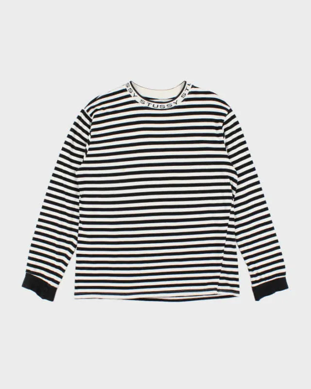 Men's Stussy Black and White Striped Cotton Shirt - L sold by Rokit