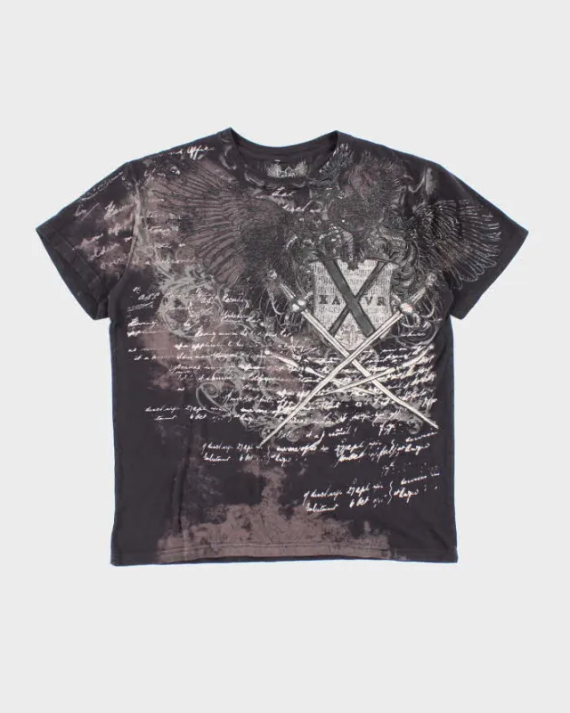Vintage Y2K Xzavier Unlimited All Over Print Gothic T-Shirt - L sold by Rokit