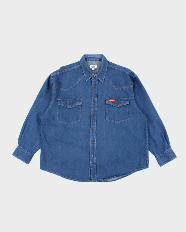 Vintage 2000's Dickies Heavyweight Dark Wash Long Sleeve Denim Shirt - XL sold by Rokit