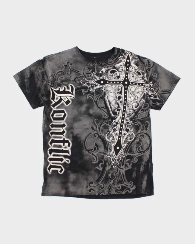 Vintage Y2K Konflic Gothic Style All Over Print Graphic T-Shirt - L sold by Rokit