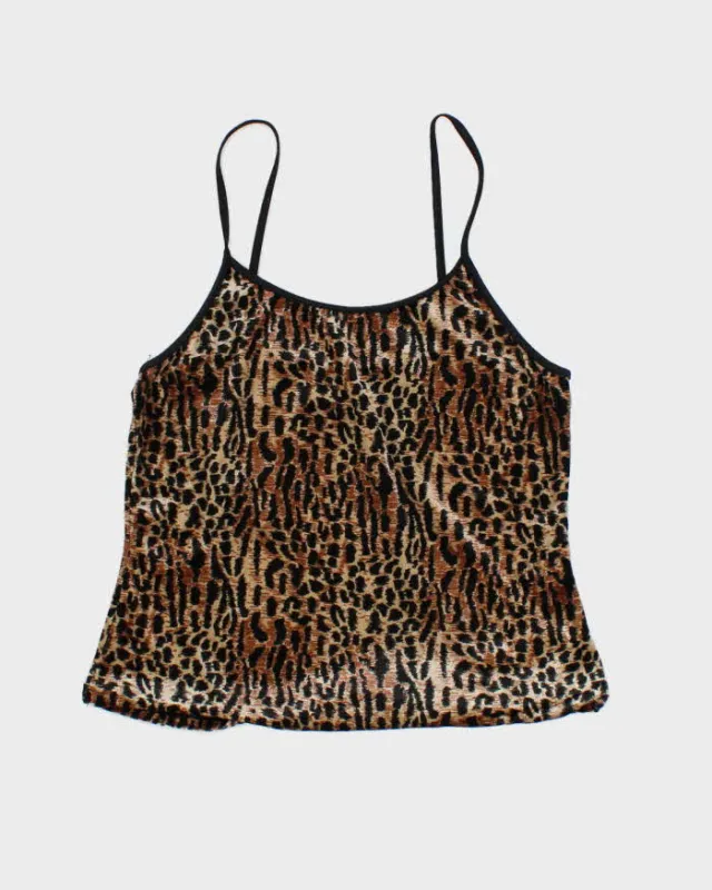 Vintage 90s East West Intimates Leopard Print Velvet Cami - S sold by Rokit
