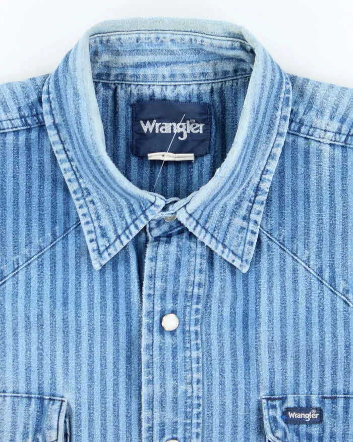 Vintage 90's Wrangler Striped Snap Button Denim Shirt - L sold by Rokit product image thumbnail 5