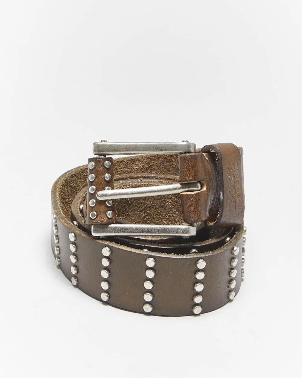 Vintage Hugo Boss Studded Leather Belt - W34-W39 sold by Rokit