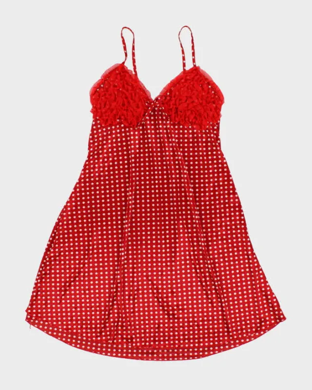 Vintage Y2k 00s High Fashion Polka Dot Slip Dress - S sold by Rokit