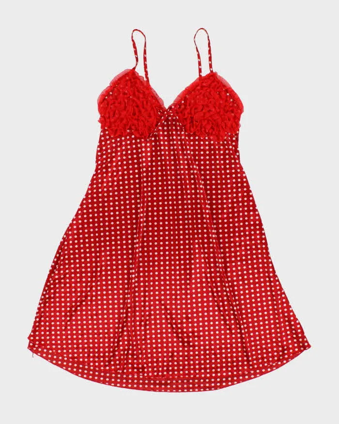 Vintage Y2k 00s High Fashion Polka Dot Slip Dress - S sold by Rokit