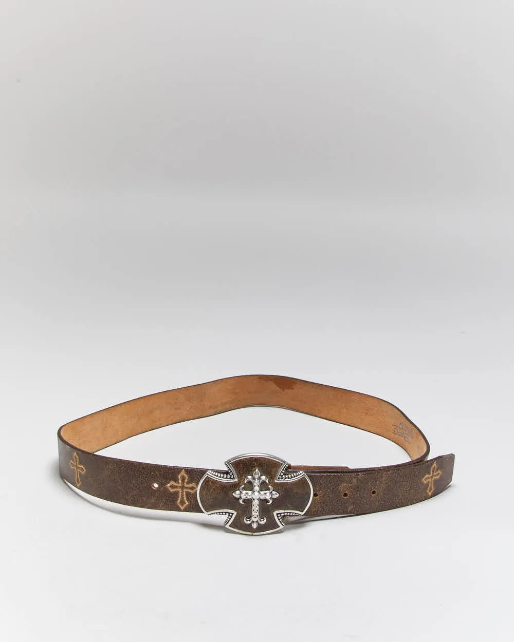 Vintage Y2k 00s Justin Crucifix Leather Belt - W31-W38 sold by Rokit product image thumbnail 2