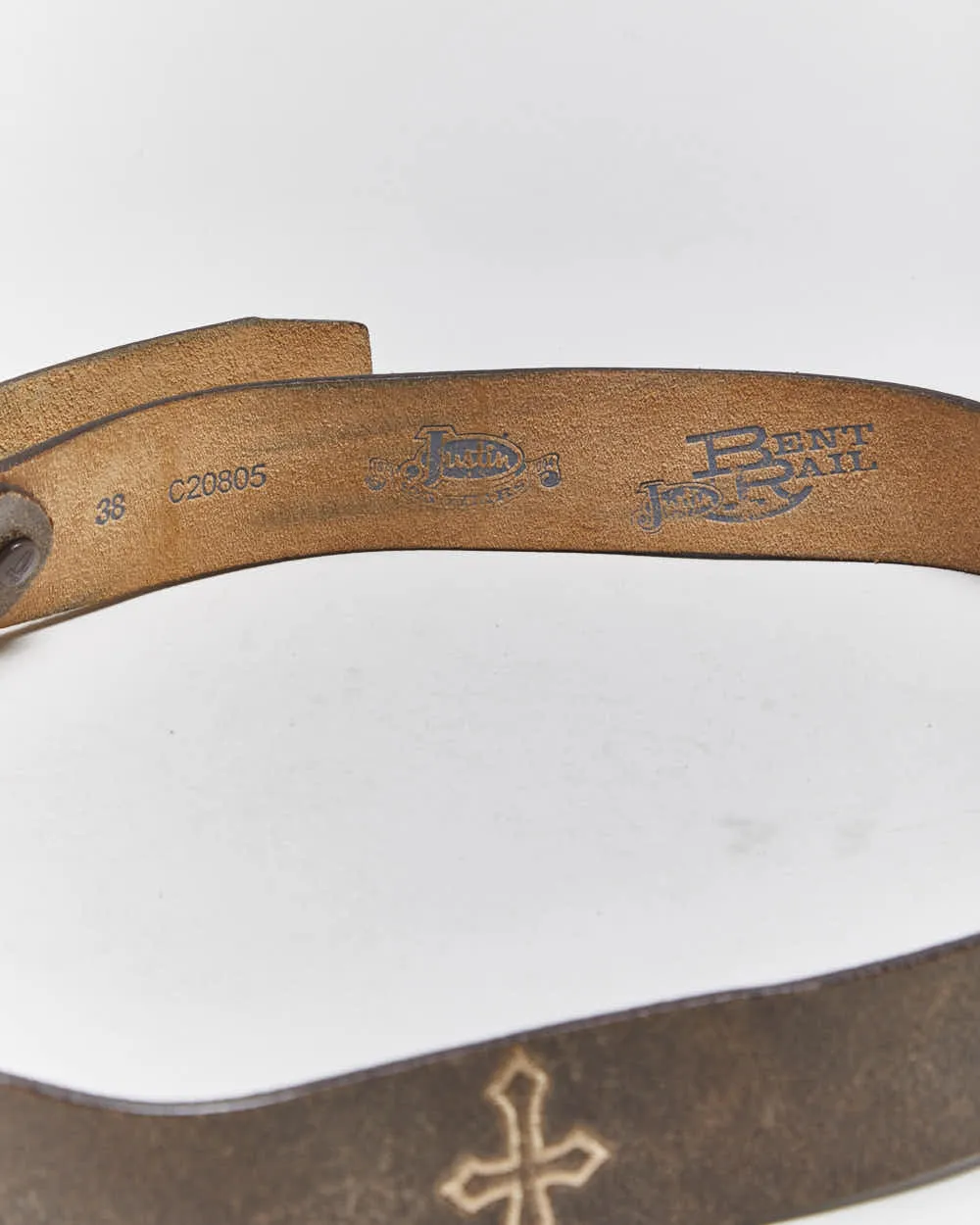 Vintage Y2k 00s Justin Crucifix Leather Belt - W31-W38 sold by Rokit product image thumbnail 5